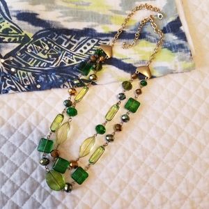 Nwot Green & Gold Beaded Necklace
